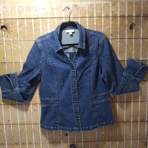 Dressbarn Fit and Flare Jean Jacket Size L